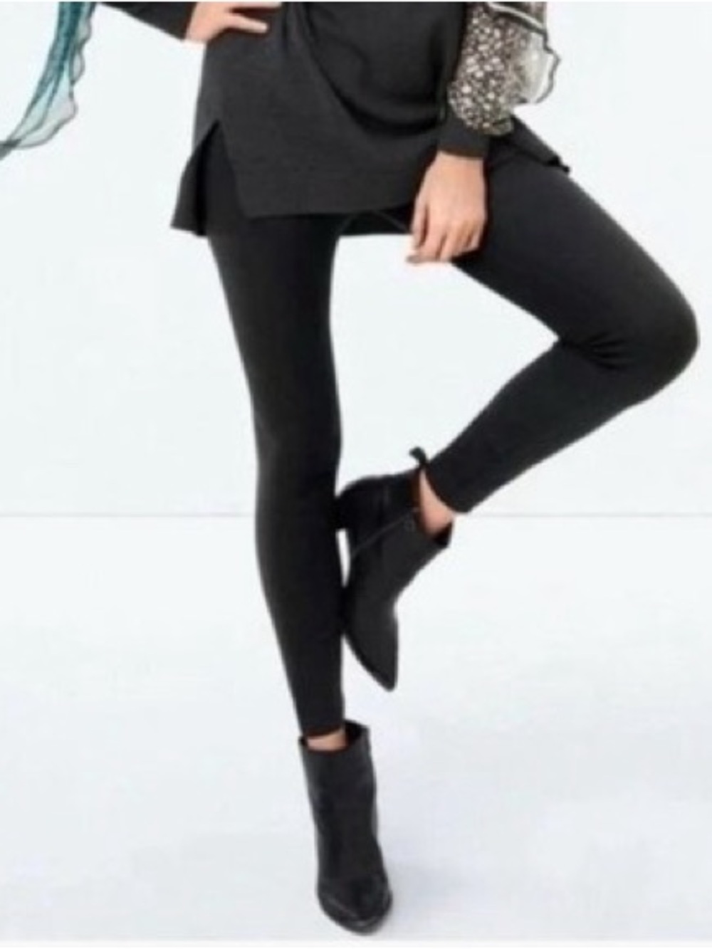 Cabi Lanky Leggings Black Ponte Knit #3932 Pull On Wide Waistband Sz S